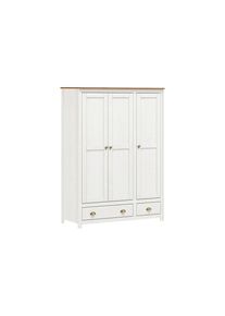 Livetastic , Wei&szlig; , Holz , Kiefer , massiv , 4 F&auml;cher , 2 Schublade(n) Schubladen , 136x185x54 cm , Schlafzimmer, Kleiderschr&auml;nke, Dreht&uuml;renschr&auml;nke