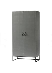 Livetastic , Grau , Holz , Kiefer,Kiefer , massiv , 4 F&auml;cher , 100x195x53 cm , Schlafzimmer, Kleiderschr&auml;nke, Dreht&uuml;renschr&auml;nke