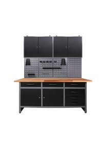 M&Ouml;BELIX M&ouml;belix , Anthrazit, Grau , Holz, Metall , Buche , 6 Schublade(n) Schubladen , 160x205x60 cm , T&Uuml;V-gepr&uuml;ft, FSC , Baumarkt, Werkstatteinrichtung, Werkb&auml;nke