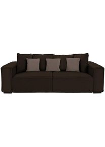 Luca Bessoni , Taupe, Dunkelbraun , Holz , massiv, Hartholz , 244x62x117 cm , Armteil links, Armteil rechts , Wohnzimmer, Sofas & Couches, Sofas, Big Sofas