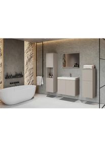 P & B , Beige, Kaschmir , Holzwerkstoff , 6 F&auml;cher , 120.4x132.80x30.2 cm , FSC , h&auml;ngend, Spiegel mit Ablage , Badezimmer, Badm&ouml;bel-Sets & -Serien, Badm&ouml;bel-Sets