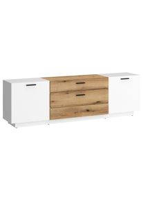 Mid.you , Wei&szlig;, Eichefarben , Holzwerkstoff , 2 F&auml;cher , 1 Schublade(n) Schubladen , 175.9x55.5x41.6 cm , Wohnzimmer, TV-M&ouml;bel, TV- & Lowboards