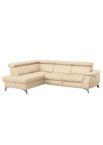 Livetastic , Beige , Textil, Leder , Echtleder , Rindleder , Ottomane links, L-Form , 257x197 cm , Made in EU , Lederauswahl, R&uuml;cken echt , Wohnzimmer, Sofas & Couches, Wohnlandschaften, Ecksofas