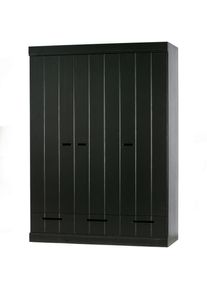 Livetastic , Schwarz , Holz , Kiefer,Kiefer , massiv,massiv , 4 F&auml;cher , 3 Schublade(n) Schubladen , 140x195x53 cm , in verschiedenen Gr&ouml;&szlig;en erh&auml;ltlich , Schlafzimmer, Kleiderschr&auml;nke, Dreht&uuml;renschr&auml;nke