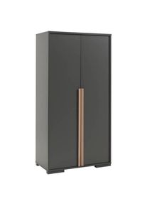 Vipack , Anthrazit , Holzwerkstoff , Buche , massiv , 2 F&auml;cher , 98.5x195.2x56 cm , Schlafzimmer, Kleiderschr&auml;nke, Dreht&uuml;renschr&auml;nke