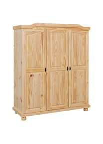 Mid.you , Naturfarben , Holz , Kiefer,Kiefer , massiv,massiv , 4 F&auml;cher , 150x180x56 cm , Schlafzimmer, Kleiderschr&auml;nke, Dreht&uuml;renschr&auml;nke