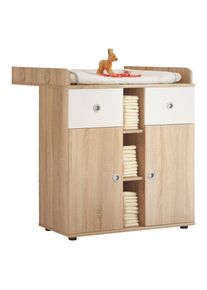 M&Ouml;BELIX M&ouml;belix , Wei&szlig;, Sonoma Eiche , Holzwerkstoff , 2 F&auml;cher , 2 Schublade(n) Schubladen , 89x101x78 cm , Baby, Babyzimmer, Wickelkommoden