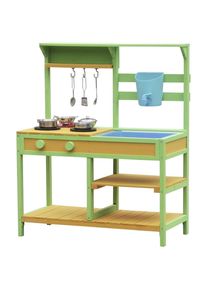 James Wood , Naturfarben, Hellblau, Hellgr&uuml;n , Holz , Tanne , massiv , 92x75x35 cm , Holzgriffe , Spielwaren, Spielzeug, Kinderk&uuml;chen & Werkb&auml;nke