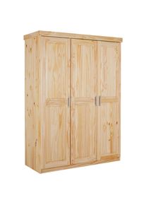 Mid.you , Naturfarben , Holz , Kiefer,Kiefer , massiv,massiv , 4 F&auml;cher , 140x190x55 cm , Schlafzimmer, Kleiderschr&auml;nke, Dreht&uuml;renschr&auml;nke