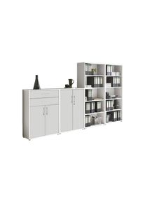 Mid.you , Wei&szlig; , Holzwerkstoff , 11 F&auml;cher , 2 Schublade(n) Schubladen , 337.6x185.6x33 cm , Made in Germany , erweiterbar, in verschiedenen Gr&ouml;&szlig;en erh&auml;ltlich, abschlie&szlig;bar , B&uuml;rom&ouml;bel, Aktenschr&auml;nke & Aktenregale, Aktenschr&auml;nke