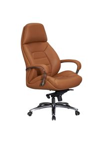 Mid.you , Hellbraun , Leder , Kombination Echtleder/Lederlook , Rindleder , 67x140x67 cm , Wippfunktion, Wippmechanik mit H&auml;rtegradeinstellung, R&uuml;ckenlehne in S-Form, Sitzfl&auml;che 360&deg; drehbar, abwischbar , B&uuml;rom&ouml;bel, B&uuml;rost&uuml;hle, Chefsessel