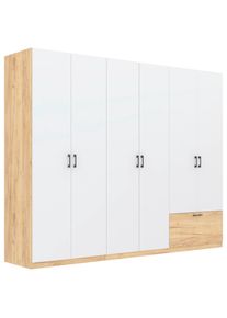 M&Ouml;BELIX M&ouml;belix , Wei&szlig;, Eiche Artisan , Holzwerkstoff , 3 F&auml;cher , 1 Schublade(n) Schubladen , 269x210x54 cm , Schlafzimmer, Kleiderschr&auml;nke, Dreht&uuml;renschr&auml;nke