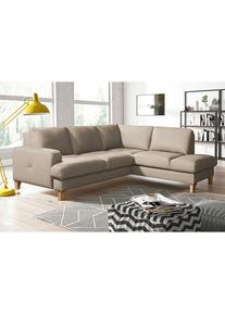 Livetastic , Hellgrau , Textil, Leder , Echtleder , Rindleder , Buche , Ottomane rechts, L-Form , 234x190 cm , Made in EU , Bettkasten erh&auml;ltlich, Lederauswahl, seitenverkehrt erh&auml;ltlich, Bettfunktion erh&auml;ltlich, Hocker erh&auml;ltlich, R&uuml;cken echt , Wohnzimmer, Sofas & Couches, Schlafsofas, Ecksofas mit Schlaffunktion