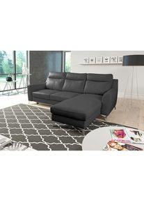 Livetastic , Schwarz , Textil, Leder , Echtleder , Rindleder , L-Form , 236x168 cm , Made in EU , Bettkasten erh&auml;ltlich, Lederauswahl, seitenverkehrt erh&auml;ltlich, Bettfunktion erh&auml;ltlich, R&uuml;cken echt , Wohnzimmer, Sofas & Couches, Schlafsofas, Ecksofas mit Schlaffunktion