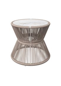 Beldano , Hellbraun, Grauwei&szlig; , Metall, Glas, Textil , rund , 48 cm , UV-best&auml;ndig, einfacher Aufbau , Freizeit im Garten, Gartenaccessoires