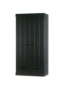 Livetastic , Schwarz , Holz , Kiefer,Kiefer , massiv , 1 F&auml;cher , 2 Schublade(n) Schubladen , 94x195x53 cm , in verschiedenen Holzdekoren erh&auml;ltlich , Schlafzimmer, Kleiderschr&auml;nke, Dreht&uuml;renschr&auml;nke