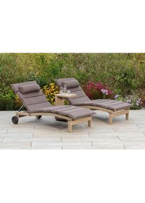 Gardenson , Naturfarben, Beige , Metall, Textil , Uni , F&uuml;llung: Hypersoftschaum,Polyetherschaumkern , 90x100x208 cm , R&auml;der am Kopfende, Kissen, Auflage, Raster, R&uuml;ckenlehne verstellbar , Gartenm&ouml;bel, Gartenliegen, Sonnenliegen