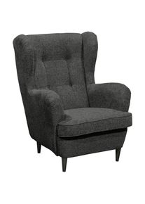 Mid.you , Anthrazit , Textil , Buche , massiv , 78x102x98 cm , Wohnzimmer, Sessel, Ohrensessel