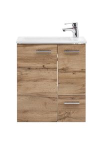 Mid.you , Eichefarben, Wei&szlig; , Holzwerkstoff , 1 Schublade(n) Schubladen , 50x60x25 cm , Made in Germany , h&auml;ngend ,