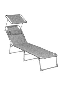 Modante , Grau, Hellgrau , Metall, Textil , 53x29.5x193 cm , verstellbares Dach, R&uuml;ckenlehne verstellbar , Gartenm&ouml;bel, Gartenliegen, Sonnenliegen