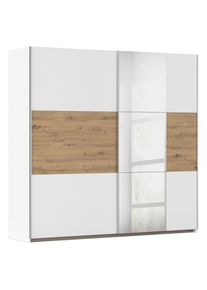 M&Ouml;BELIX M&ouml;belix , Klar, Wei&szlig;, Eiche Artisan , Holzwerkstoff , 2 F&auml;cher , 218x210x59 cm , Blauer Engel, Goldenes M, Made in Germany , Schlafzimmer, Kleiderschr&auml;nke, Schwebet&uuml;renschr&auml;nke