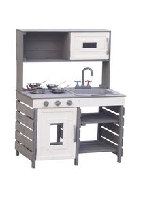 James Wood , Grau, Naturfarben, Wei&szlig; , Holz , Tanne , massiv , 72x99x47 cm , mit Kn&ouml;pfen , Spielwaren, Spielzeug, Kinderk&uuml;chen & Werkb&auml;nke