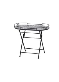 siena GARDEN , Schwarz , Metall, Keramik , Mosaik , oval , 41x60x67.5 cm , klappbar , Freizeit im Garten, Gartenaccessoires