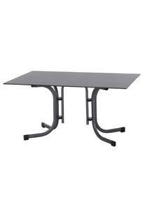 siena GARDEN , Anthrazit , Metall, Kunststoff, Holzwerkstoff , rechteckig , 90x71x140 cm , gastro- und objekttauglich, klappbar, wetterbest&auml;ndig , Gartenm&ouml;bel, Gartentische, Klapptische Garten