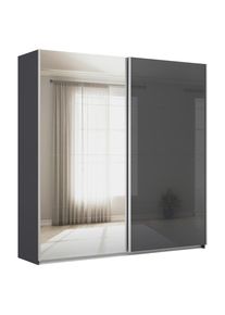 M&Ouml;BELIX M&ouml;belix , Anthrazit, Silberfarben, Anthrazit Hochglanz , Glas, Holzwerkstoff , 6 F&auml;cher , 225x229x62 cm , Blauer Engel, Goldenes M, Made in Germany ,