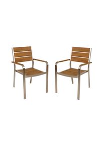 Gardenson , Champagner, Teakfarben , Metall, Kunststoff , 55x85x60 cm , stapelbar, wetterbest&auml;ndig, UV-best&auml;ndig , Gartenm&ouml;bel, Gartensessel, Gartensessel stapelbar