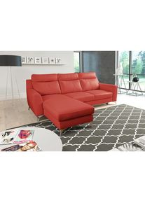 Livetastic , Rot , Textil, Leder , Echtleder , Rindleder , L-Form , 236x168 cm , Made in EU , Bettkasten erh&auml;ltlich, Lederauswahl, seitenverkehrt erh&auml;ltlich, Bettfunktion erh&auml;ltlich, R&uuml;cken echt , Wohnzimmer, Sofas & Couches, Schlafsofas, Ecksofas mit Schlaffunktion