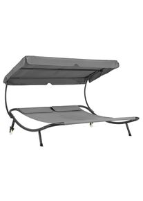 Luca Bessoni , Grau , Metall, Kunststoff, Textil , 200x165x200 cm , R&auml;der am Kopfende, verstellbares Dach , Gartenm&ouml;bel, Gartenliegen, Sonnenliegen