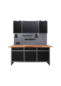 M&Ouml;BELIX M&ouml;belix , Anthrazit, Grau , Holz, Metall , Buche , 1 F&auml;cher , 6 Schublade(n) Schubladen , 160x205x60 cm , T&Uuml;V-gepr&uuml;ft, FSC , Baumarkt, Werkstatteinrichtung, Werkb&auml;nke