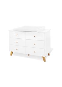 Pinolino , Wei&szlig; , Holz, Holzwerkstoff , Eiche,Eiche,Eiche , massiv,massiv , 6 Schublade(n) Schubladen , 140x100x78 bzw 56 cm , Baby, Babyzimmer, Wickelkommoden