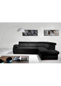 Livetastic , Schwarz , Leder , Echtleder , Rindleder , L-Form , 265x211 cm , Made in EU , Bettkasten erh&auml;ltlich, Lederauswahl, seitenverkehrt erh&auml;ltlich, Bettfunktion erh&auml;ltlich, R&uuml;cken echt , Wohnzimmer, Sofas & Couches, Schlafsofas, Ecksofas mit Schlaffunktion