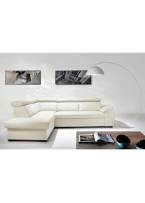 Livetastic , Wei&szlig; , Leder , Echtleder , Rindleder , L-Form , 265x211 cm , Made in EU , Bettkasten erh&auml;ltlich, Lederauswahl, seitenverkehrt erh&auml;ltlich, Bettfunktion erh&auml;ltlich, R&uuml;cken echt , Wohnzimmer, Sofas & Couches, Schlafsofas, Ecksofas mit Schlaffunktion