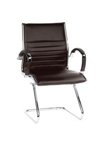 Mid.you , Chromfarben, Dunkelbraun , Textil, Leder , Kombination Echtleder/Lederlook,Echtleder , 62x94x46 cm , ergonomische R&uuml;ckenlehne , B&uuml;rom&ouml;bel, B&uuml;rost&uuml;hle, Besucherst&uuml;hle