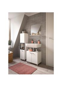 Mid.you , Wei&szlig; , Glas, Holzwerkstoff , 3 F&auml;cher , 87 cm , FSC MIX , h&auml;ngend, stehend, Spiegel mit Ablage , Badezimmer, Badm&ouml;bel-Sets & -Serien, Badm&ouml;bel-Sets