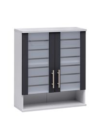 Mid.you , Anthrazit, Silberfarben , Holzwerkstoff , 2 F&auml;cher , 59.8x70.8x20.5 cm , Made in Germany , h&auml;ngend , Badezimmer, Badezimmerm&ouml;bel, Badezimmerschr&auml;nke, H&auml;ngeschr&auml;nke Bad