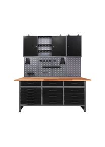 M&Ouml;BELIX M&ouml;belix , Anthrazit, Grau , Holz, Metall , Buche , 1 F&auml;cher , 15 Schublade(n) Schubladen , 160x205x60 cm , T&Uuml;V-gepr&uuml;ft, FSC , Baumarkt, Werkstatteinrichtung, Werkb&auml;nke