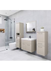 P & B , Beige, Kaschmir , Holzwerkstoff , 2 F&auml;cher , 5 Schublade(n) Schubladen , 120.4 cm , FSC , h&auml;ngend, Spiegel mit Ablage , Badezimmer, Badm&ouml;bel-Sets & -Serien, Badm&ouml;bel-Sets