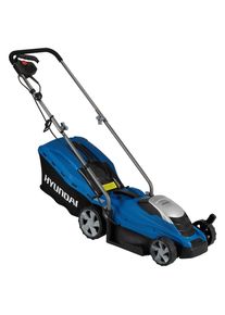 Hyundai , Kunststoff , 37x90x130 cm , klappbarer F&uuml;hrungsholm, Sicherheitsschalter, Schnitth&ouml;henverstellung, &Uuml;berlastschutz, zentrale H&ouml;henverstellung, 2-in-1 - m&auml;hen und mulchen in Einem, Fangsack mit F&uuml;llstandsanzeige, Tragegriff , Freizeit im Garten, Gartenpflege, Gartenmaschinen, Rasenm&auml;her