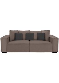 Luca Bessoni , Taupe, Dunkelgrau , Holz , massiv, Hartholz , 244x62x117 cm , Armteil links, Armteil rechts , Wohnzimmer, Sofas & Couches, Sofas, Big Sofas