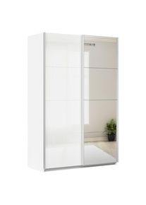 M&Ouml;BELIX M&ouml;belix , Silberfarben, Wei&szlig;, Wei&szlig; Hochglanz , Holzwerkstoff , 2 F&auml;cher , 136x210x62 cm , Blauer Engel, Goldenes M, Made in Germany , Schlafzimmer, Kleiderschr&auml;nke, Schwebet&uuml;renschr&auml;nke