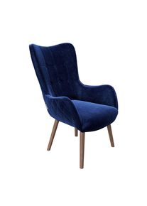 Playboy , Blau , Textil , Birke , vollmassiv , Vintage , 68x99x77 cm , Wohnzimmer, Sessel, Ohrensessel