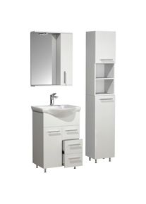 Mid.you , Wei&szlig; , Glas, Holzwerkstoff , 6 F&auml;cher , 2 Schublade(n),2 Schublade(n) Schubladen , 85 cm , erweiterbar, Spiegel mit Ablage , Badezimmer, Badm&ouml;bel-Sets & -Serien, Badm&ouml;bel-Sets