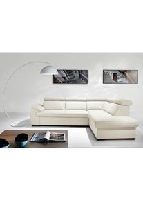 Livetastic , Wei&szlig; , Leder , Echtleder , Rindleder , L-Form , 265x211 cm , Made in EU , Bettkasten erh&auml;ltlich, Lederauswahl, seitenverkehrt erh&auml;ltlich, Bettfunktion erh&auml;ltlich, R&uuml;cken echt , Wohnzimmer, Sofas & Couches, Schlafsofas, Ecksofas mit Schlaffunktion