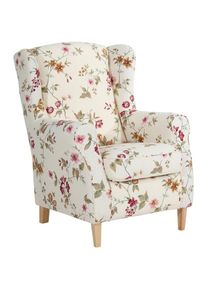 Max Winzer , Mehrfarbig, Wei&szlig; , Textil , Buche , Blume , 77x103x86 cm , Goldenes M, Made in Europe , Wohnzimmer, Sessel, Ohrensessel