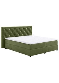 Mid.you , Gr&uuml;n , Textil, Holzwerkstoff , teilmassiv , H3 , 140x200 cm , FSC , gepolstertes Kopfteil, Stoffauswahl, in verschiedenen Gr&ouml;&szlig;en erh&auml;ltlich, Matratzenauswahl, H&auml;rtegradauswahl , Schlafzimmer, Betten, Boxspringbetten