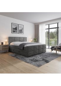 Mid.you , Anthrazit , Metall, Kunststoff, Textil, Karton, Holzwerkstoff , teilmassiv, Hartholz,teilmassiv, Hartholz , H2 + H3 , 180x200 cm , Bettkasten , Schlafzimmer, Betten, Boxspringbetten